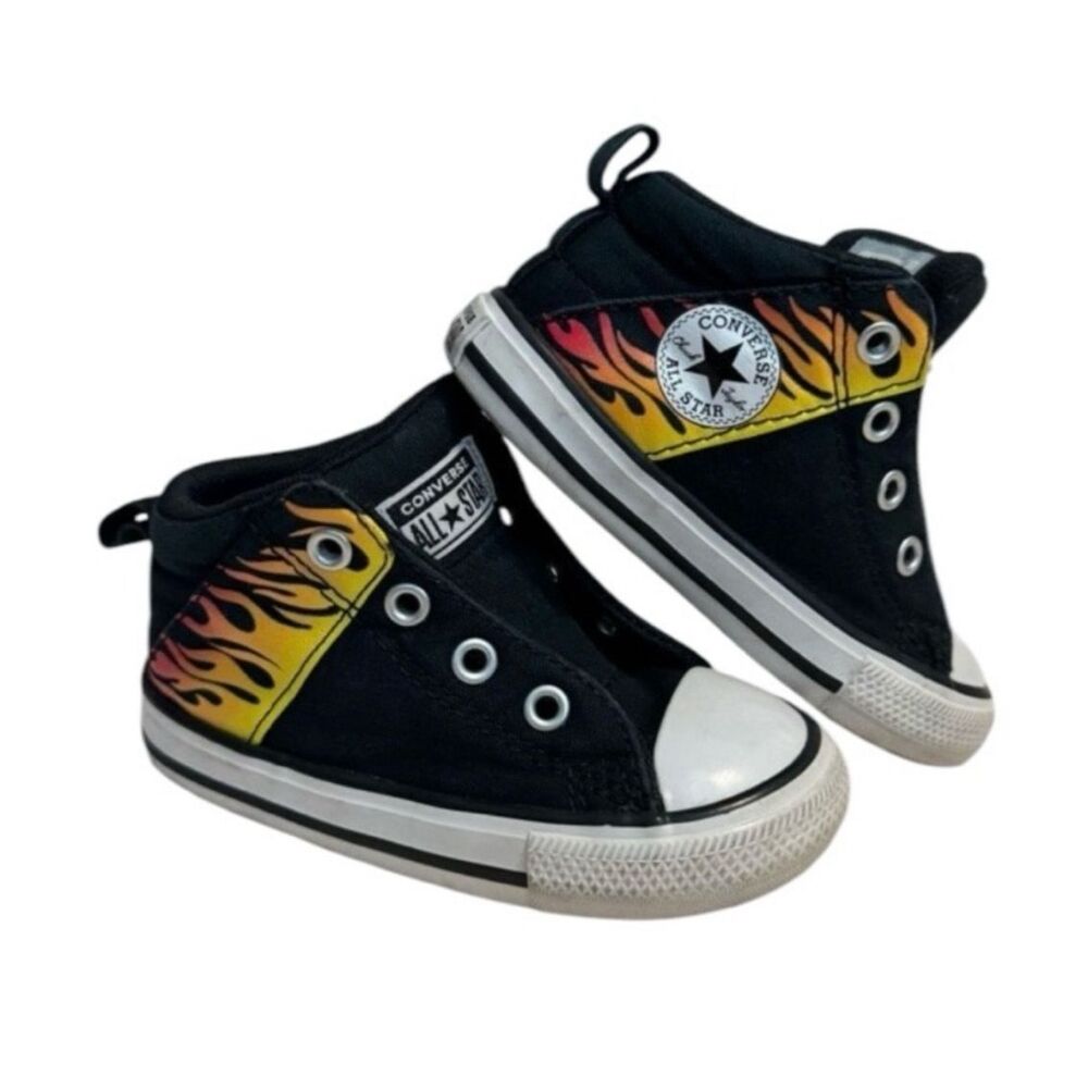 Converse Kids Sneakers Black with Flame Pattern